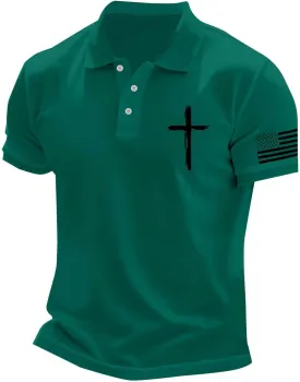 American Flag Shirts for Men USA 4th of July Indepednece Day Polo T-Shirt Summer Athletic Workout Patriotic Tee Tops