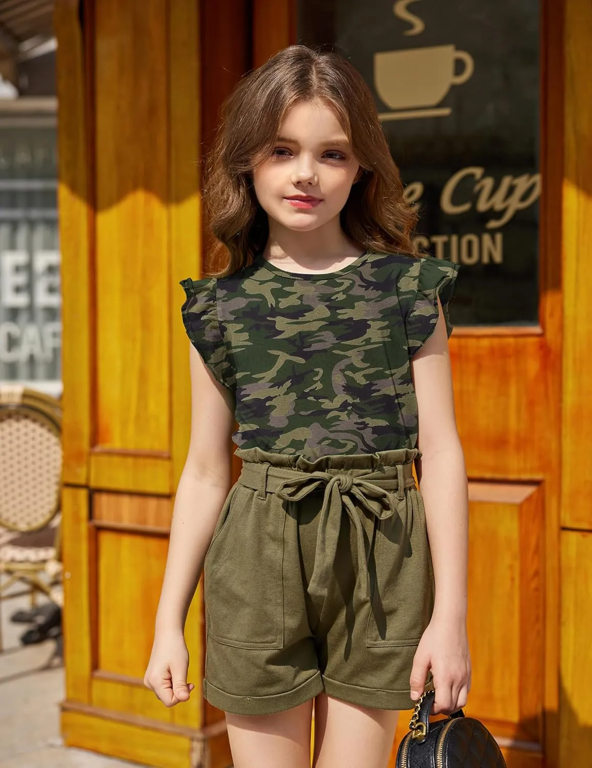 Arshiner Girls Shirts Ruffle Short Sleeve Summer Cute Casual Crewneck Tops Blouse Tee