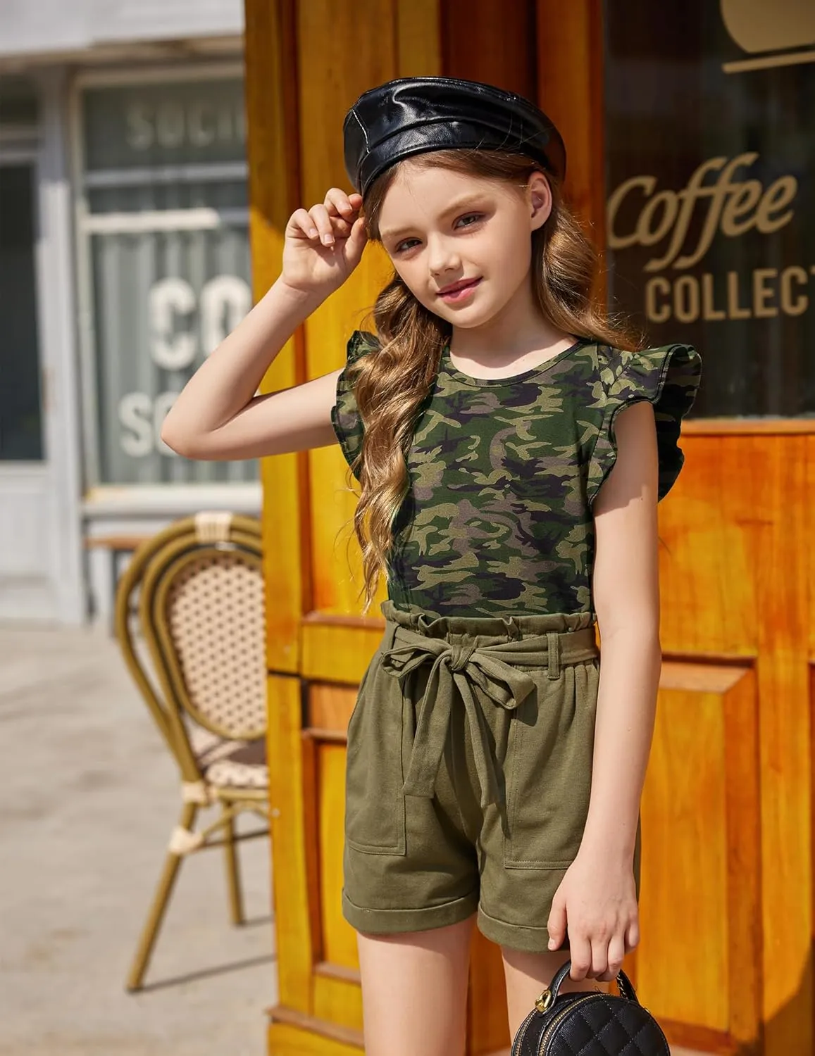 Arshiner Girls Shirts Ruffle Short Sleeve Summer Cute Casual Crewneck Tops Blouse Tee