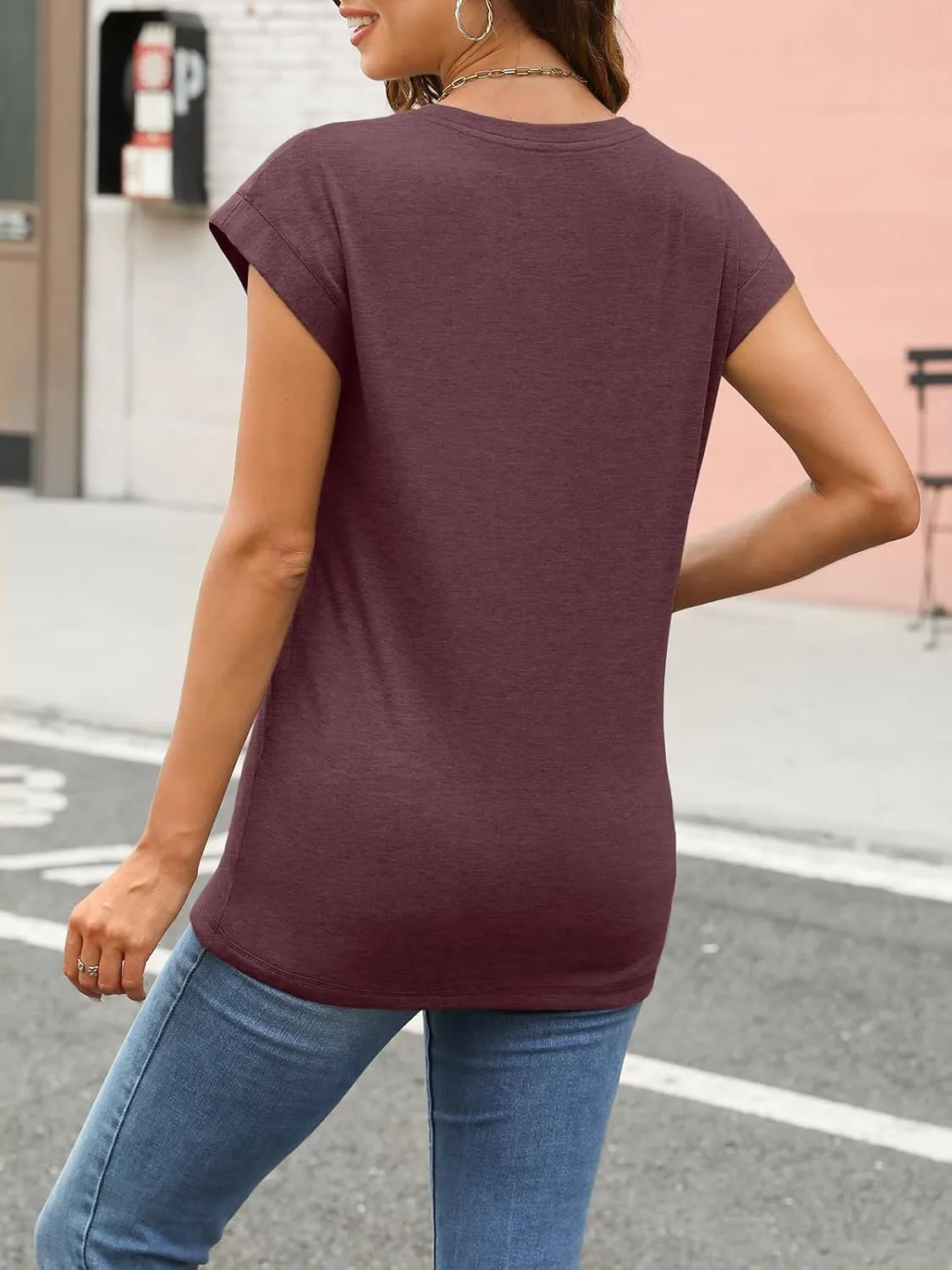 AUTOMET Womens Cap Sleeve Summer Tops Business Casual T Shirts Dressy Spring Fashion Outfits Cute Trendy Clothes 2025