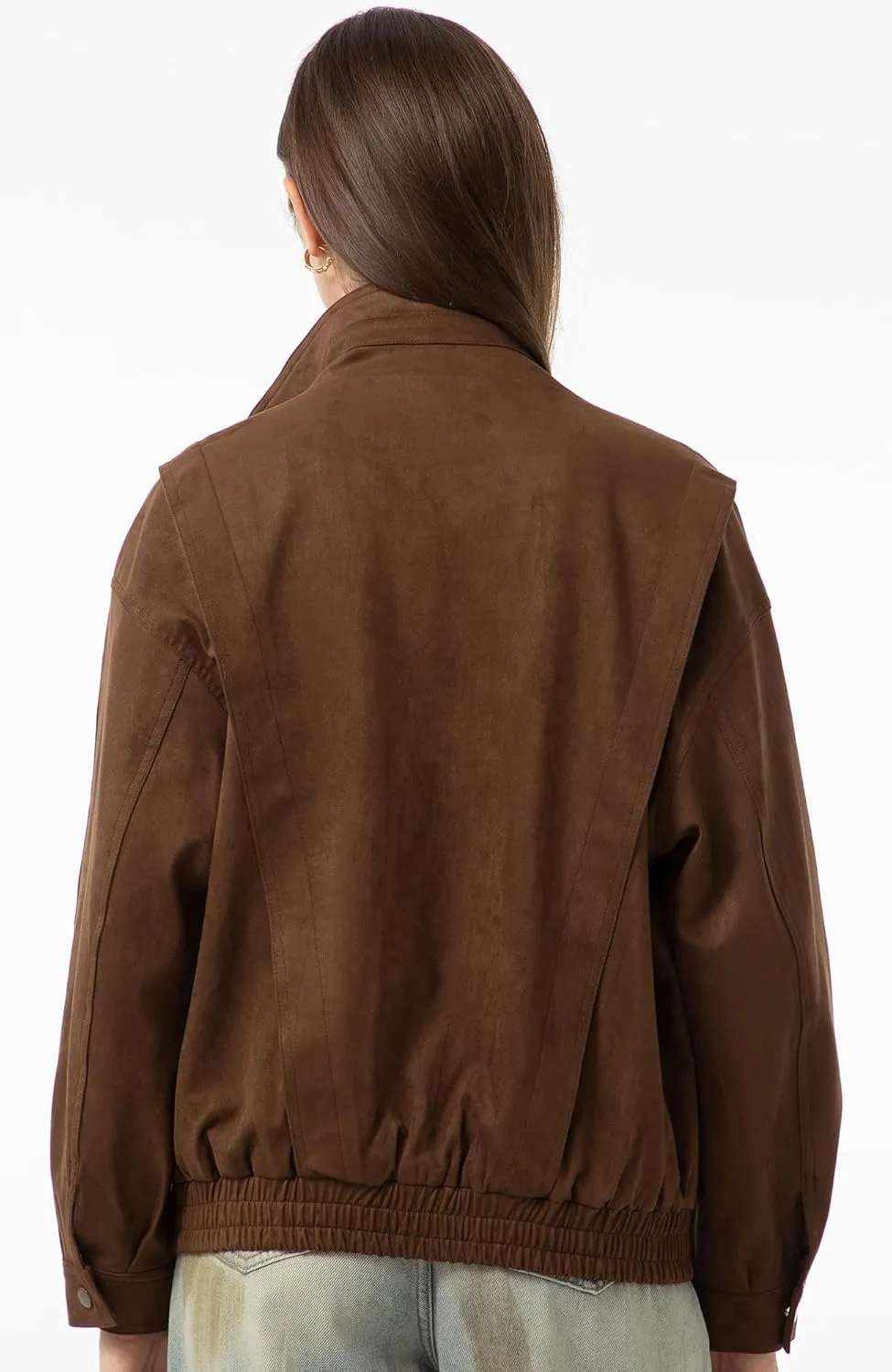 Babalet Womens Oversized Faux Suede Jackets Zip Up Coats Faux Motorcycle Bomber Outfits Trendy Fashion Clothes 2025