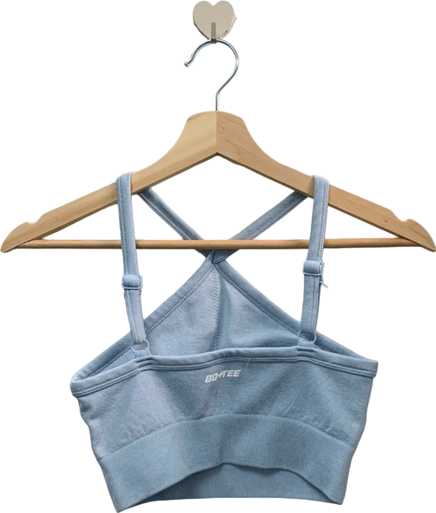 Bo Tee Light Blue Cropped Cross-Back Sports Bra XS