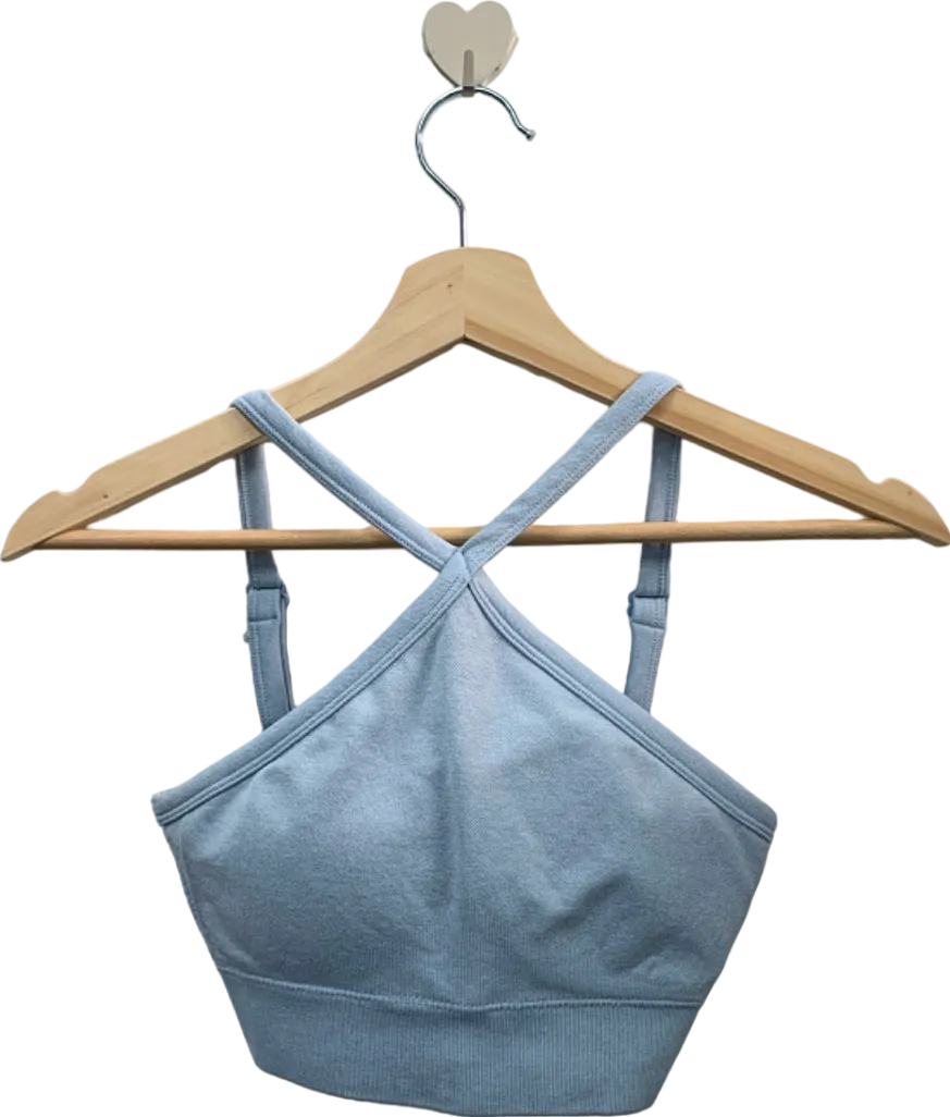 Bo Tee Light Blue Cropped Cross-Back Sports Bra XS