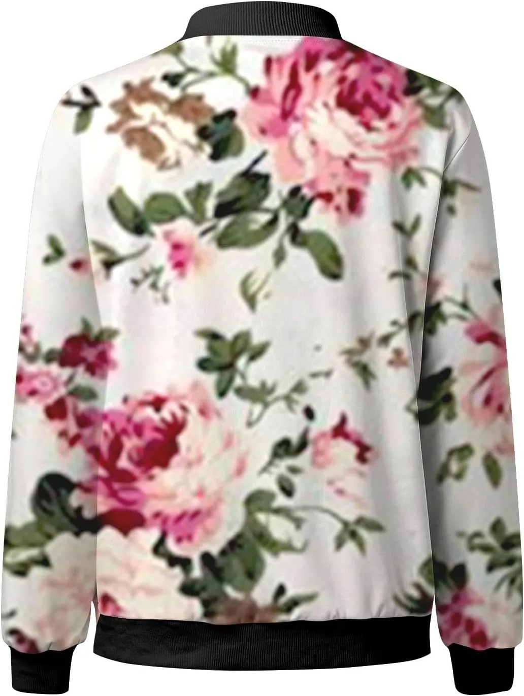 Bomber Jackets for Women 2024 Lightweight Casual Zip Up Stand Collar Coats Jacket Floral Graphic Outwear Fall Outfits