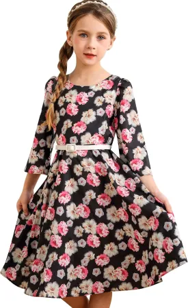 Bonny Billy Girls Classy Vintage Floral Swing Kids Party Dresses