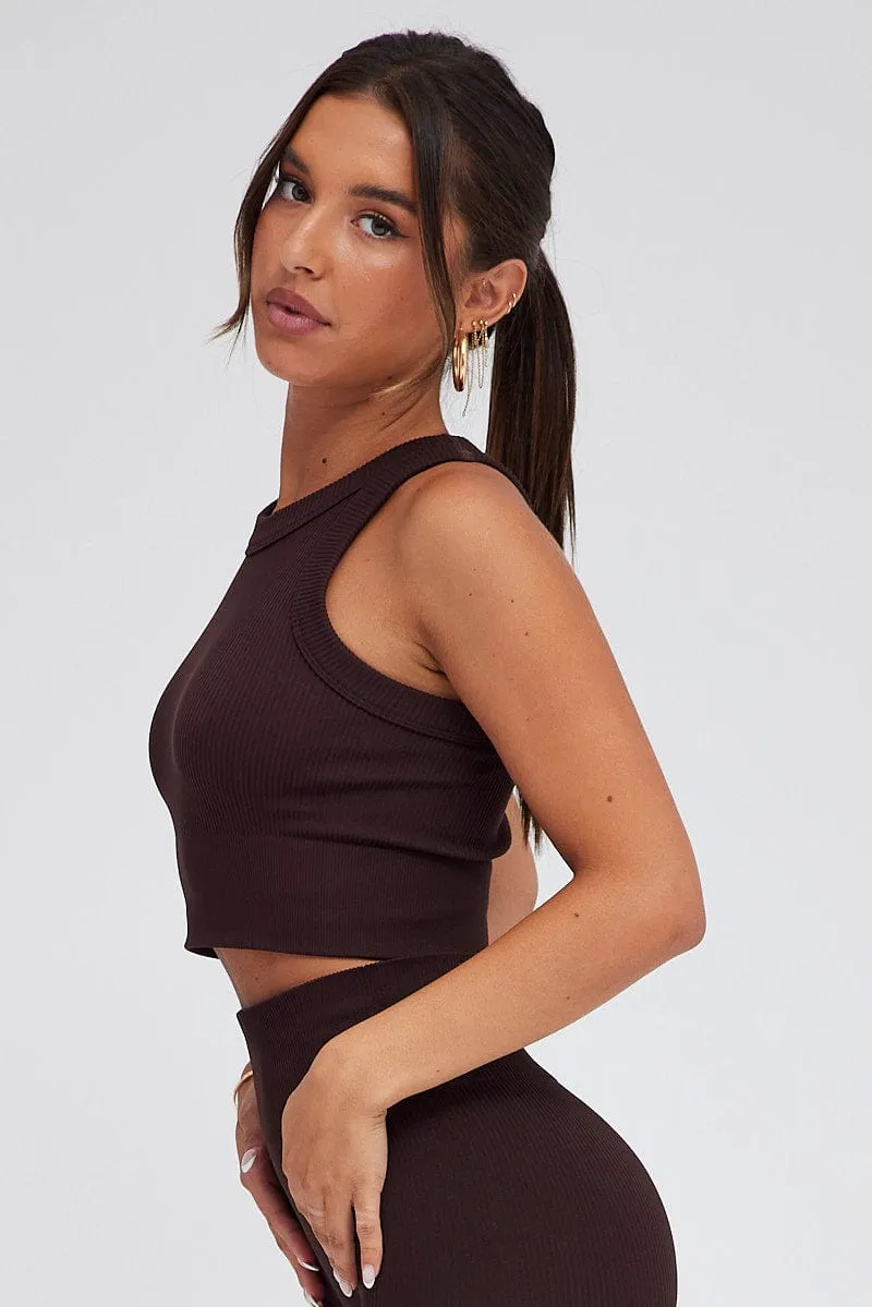 Brown Tank Top Seamless Activewear
