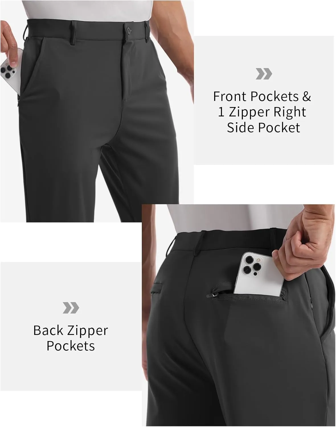 CANGHPGIN Mens Athletic Joggers with Zipper Pockets Lightweight Golf Pants Men Stretch Relaxed Fit Tapered Work Travel Pants