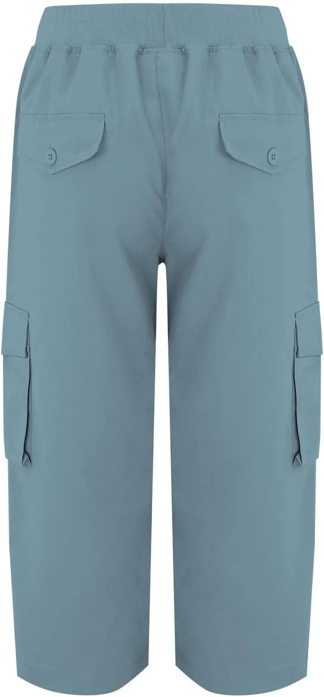 Cargo Capris for Women Loose Fit Cargo Pants Multi Pockets Lightweight Casual Capri Pants Drawstring Hiking Pants