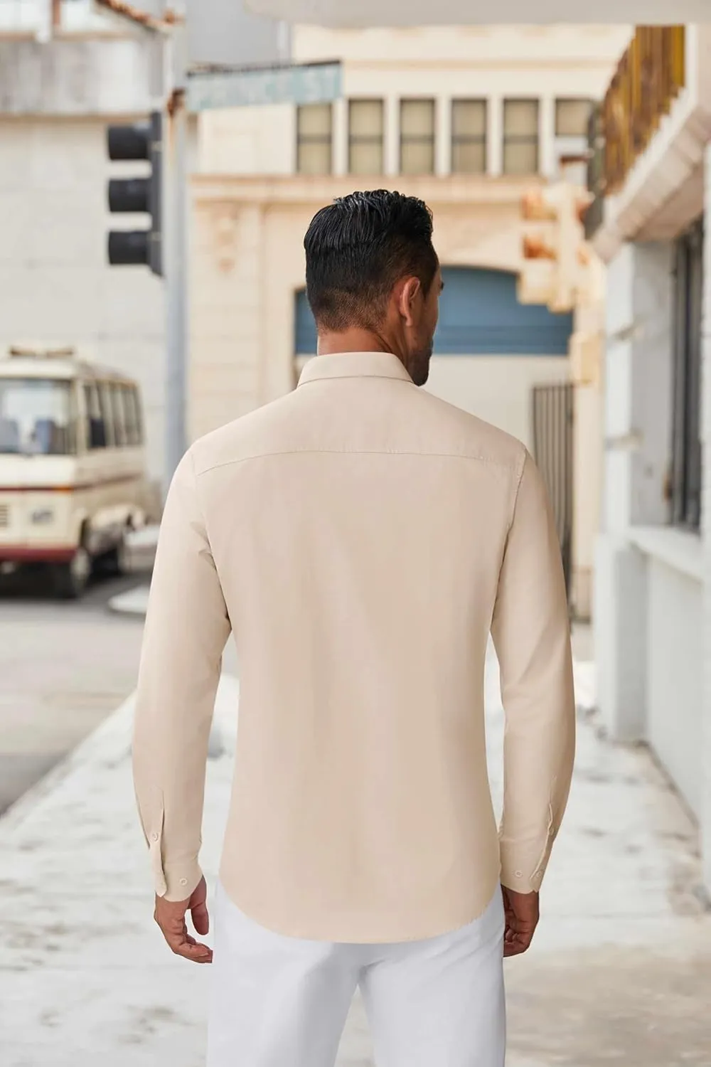 COOFANDY Men's Long Sleeve Button Down Shirts Casual Untucked Dress Shirt Beach Wedding Shirts