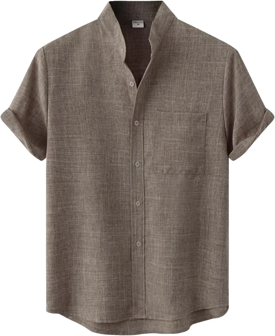 Cotton Linen Shirts for Men Casual Loose Shirts Lightweight Short Sleeve Button Down Beach Hawaiian Shirts Pockets
