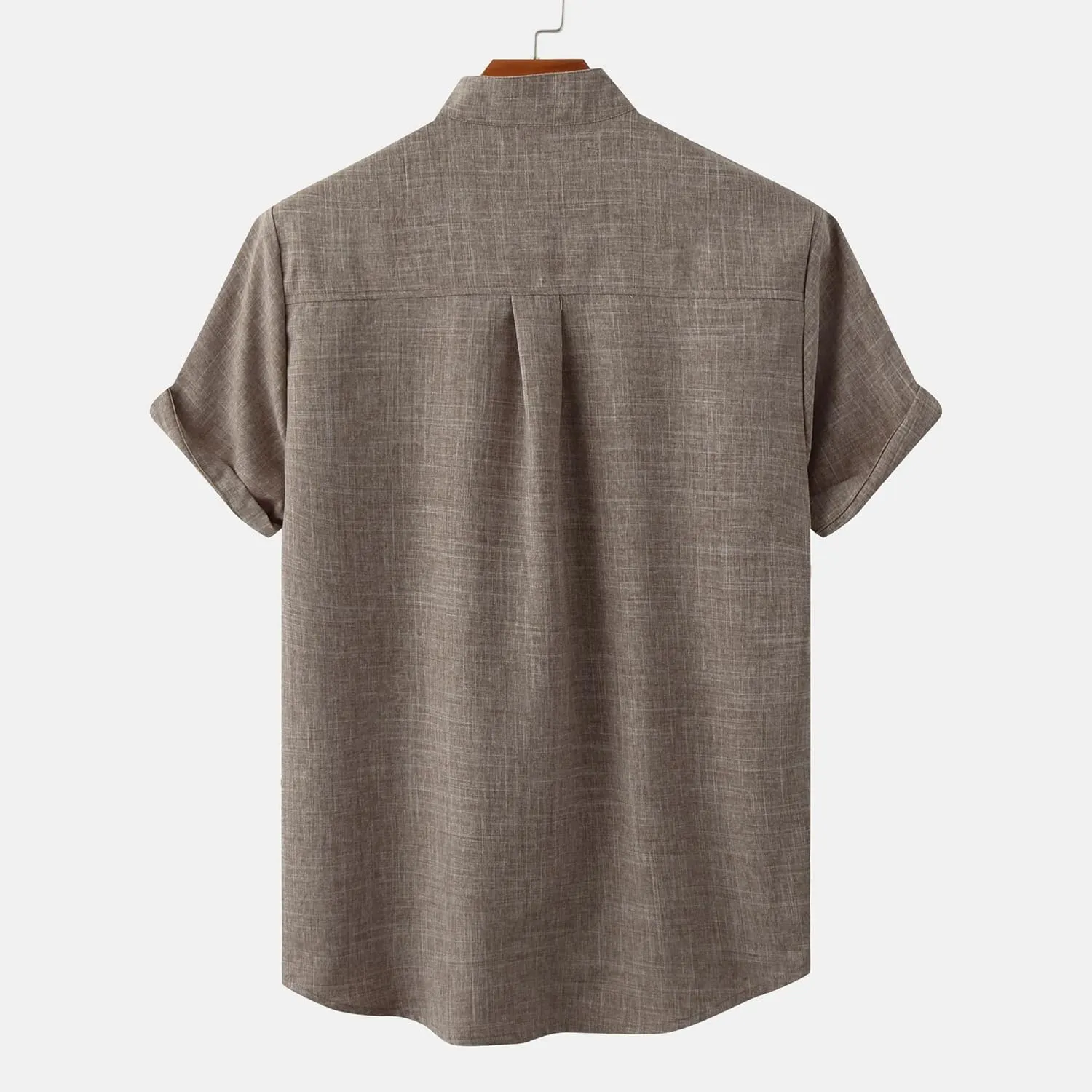 Cotton Linen Shirts for Men Casual Loose Shirts Lightweight Short Sleeve Button Down Beach Hawaiian Shirts Pockets