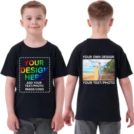 Custom Personalized Shirt for Kids Children Boys Girls - Personalized Kids Shirt with Text Photo Image - Front and Back Print
