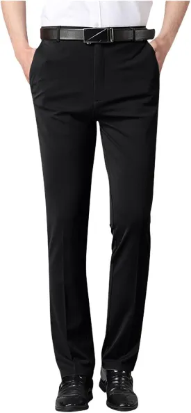 Finelylove Dress Pants for Men Regular Fit Stretch Chino Pants Flat Front Straight Business Work Pants Casual Trousers