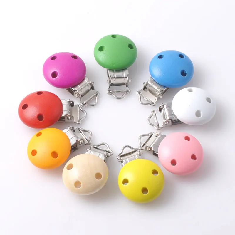 Flower painted Wooden Baby Pacifier Clips Infant Cute Soother Clasps pendant For Jewelry Handmade 29x46mm1PCs MT0392X