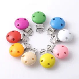 Flower painted Wooden Baby Pacifier Clips Infant Cute Soother Clasps pendant For Jewelry Handmade 29x46mm1PCs MT0392X