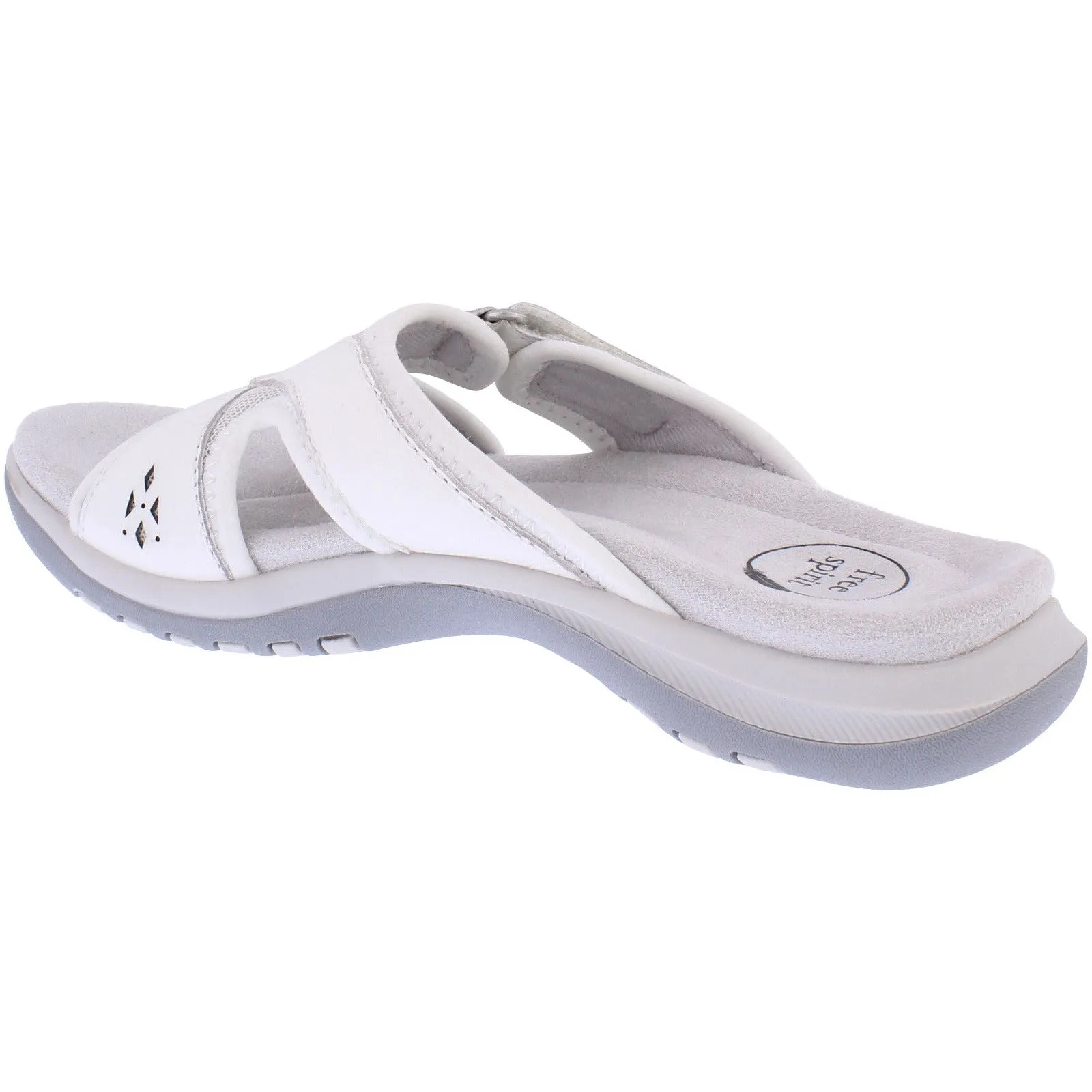 Free Spirit 41078 Wickford 3 Ladies White Leather Arch Support Slider Sandals