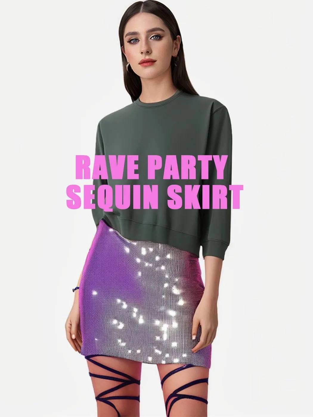 GRAEEN Women's Sequin Skirts Sparkle Bodycon Mini Skirt Stretchy High Waist Pencil Skirt Night Out Party Clubwear Skirt
