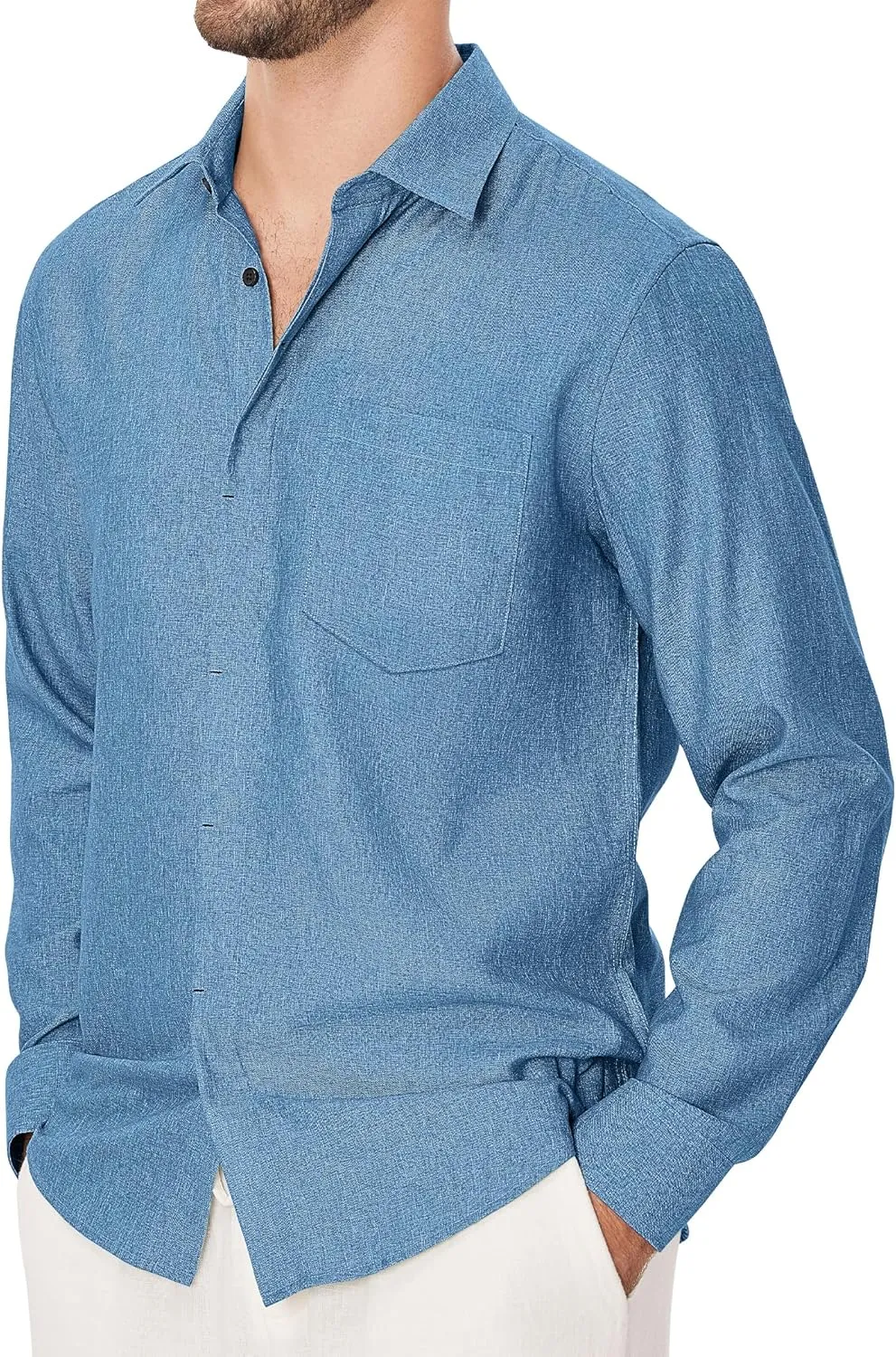 Linen Mens Dress Shirts Long Sleeve Linen Dress Shirts for Men Casual Linen Shirts for Men Button Down Shirt