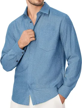 Linen Mens Dress Shirts Long Sleeve Linen Dress Shirts for Men Casual Linen Shirts for Men Button Down Shirt