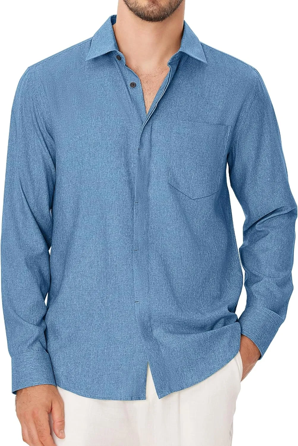 Linen Mens Dress Shirts Long Sleeve Linen Dress Shirts for Men Casual Linen Shirts for Men Button Down Shirt