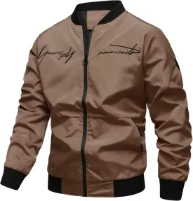 Men's Bomber Jacket Fashion Stylish Lightweight Windbreaker Casual Spring Fall Jackets for Men with Pockets