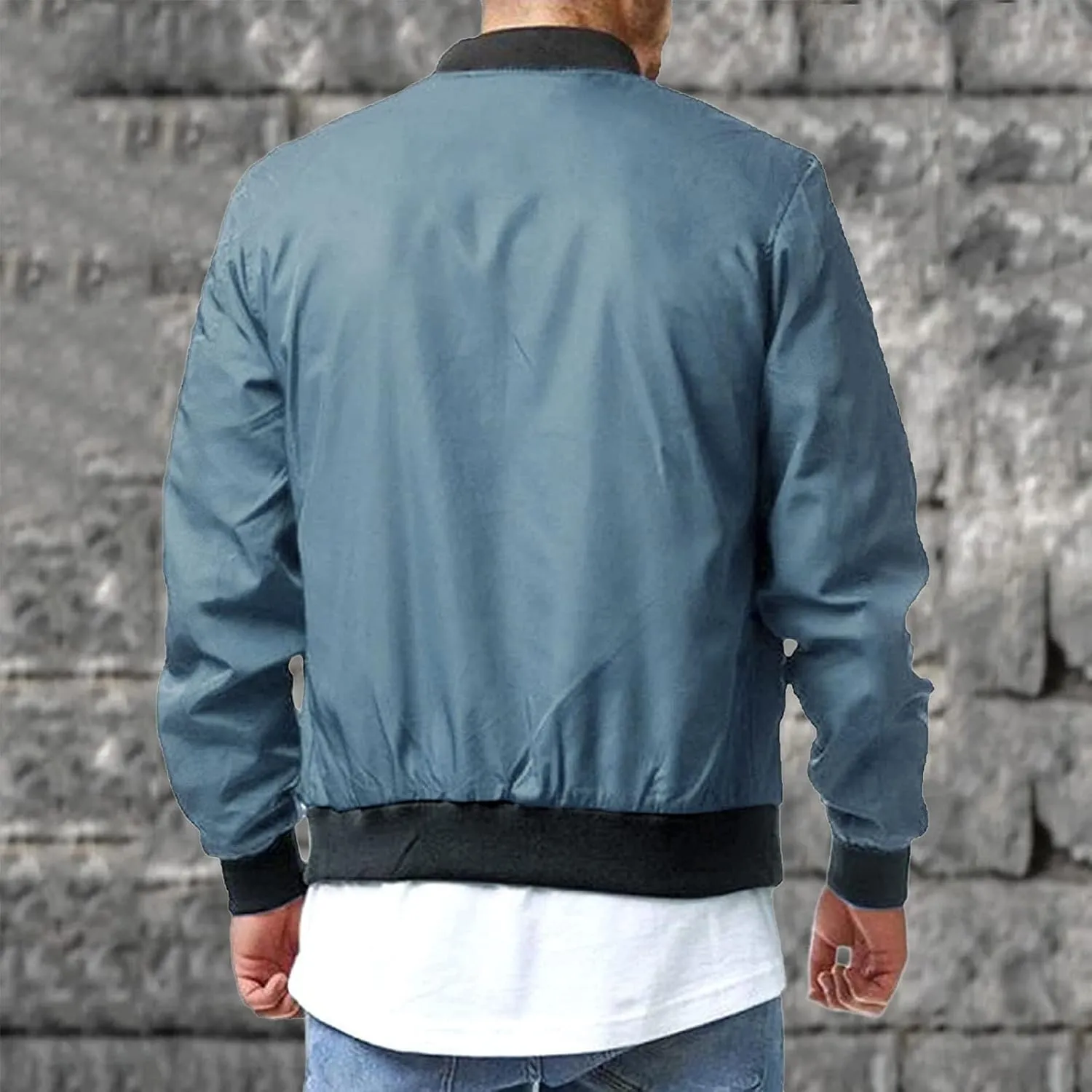Men's Bomber Jacket Plus Size Stylish Lightweight Full Zip Fall Windbreaker Coat Fall Spring Thicken Casual Jackets