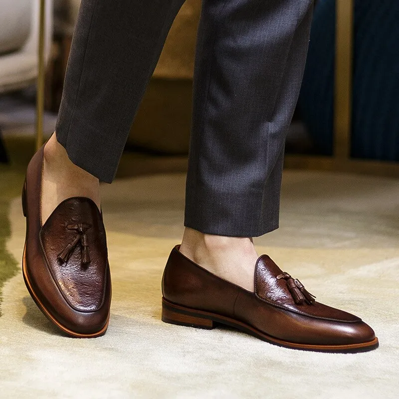 Mens Formal Shoes Genuine Leather Oxford Shoes For Men Dressing Wedding Men Brogues Office Shoes Slip On Male Men Shoes