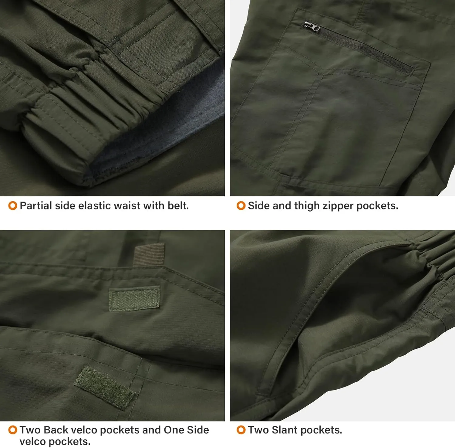Mens Hiking Pants Quick Dry UPF 50 Travel Fishing Safari Cargo Pants Boy Scout Pants