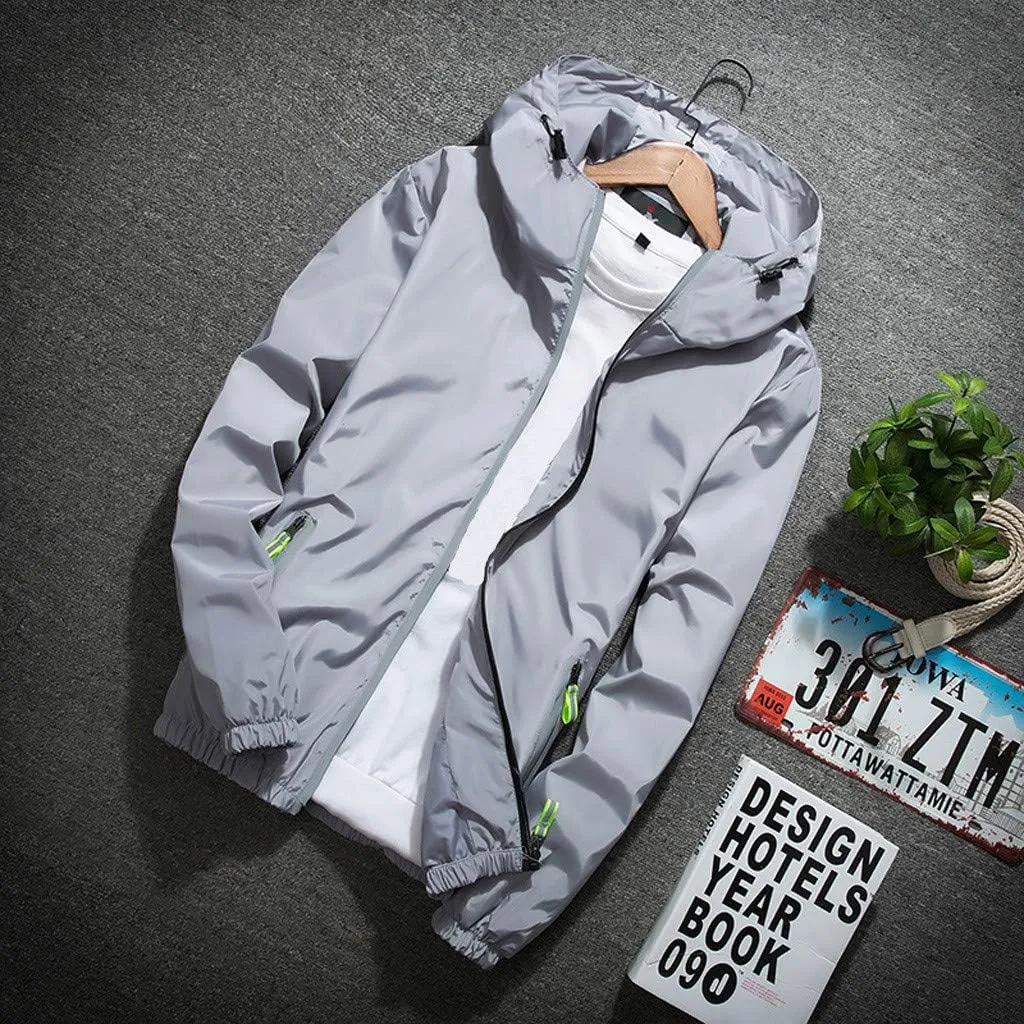 Men's Jackets Lightweight Rain Jacket Windbreaker Shell Raincoat With Hood For Golf Hiking Travel, M-7XL