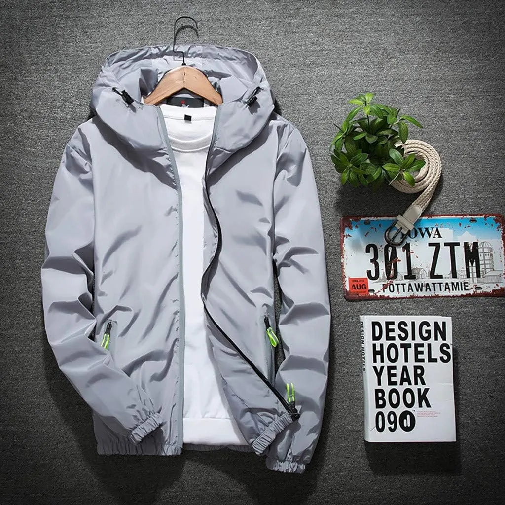 Men's Jackets Lightweight Rain Jacket Windbreaker Shell Raincoat With Hood For Golf Hiking Travel, M-7XL