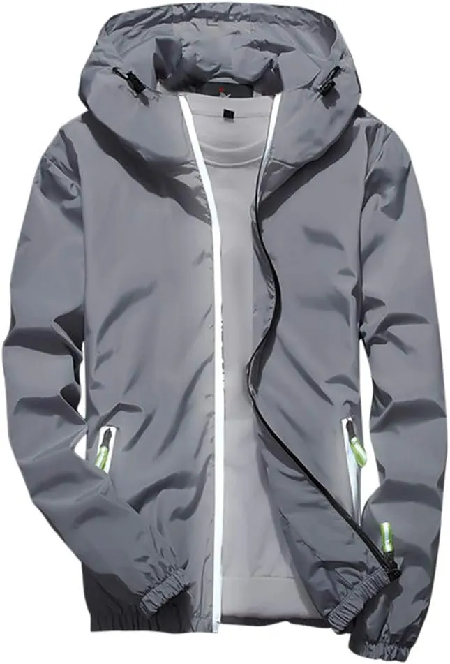 Men's Jackets Lightweight Rain Jacket Windbreaker Shell Raincoat With Hood For Golf Hiking Travel, M-7XL
