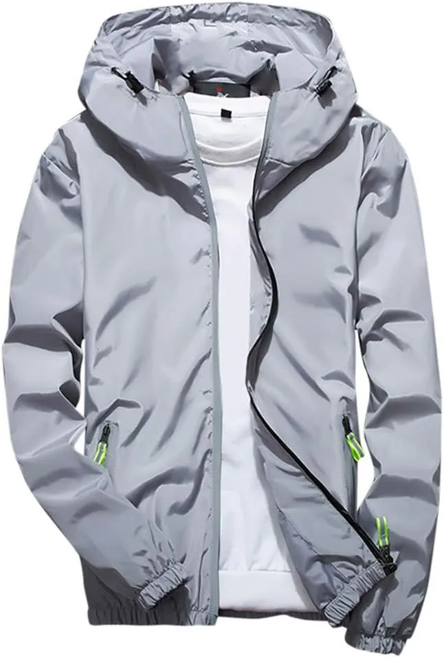Men's Jackets Lightweight Rain Jacket Windbreaker Shell Raincoat With Hood For Golf Hiking Travel, M-7XL