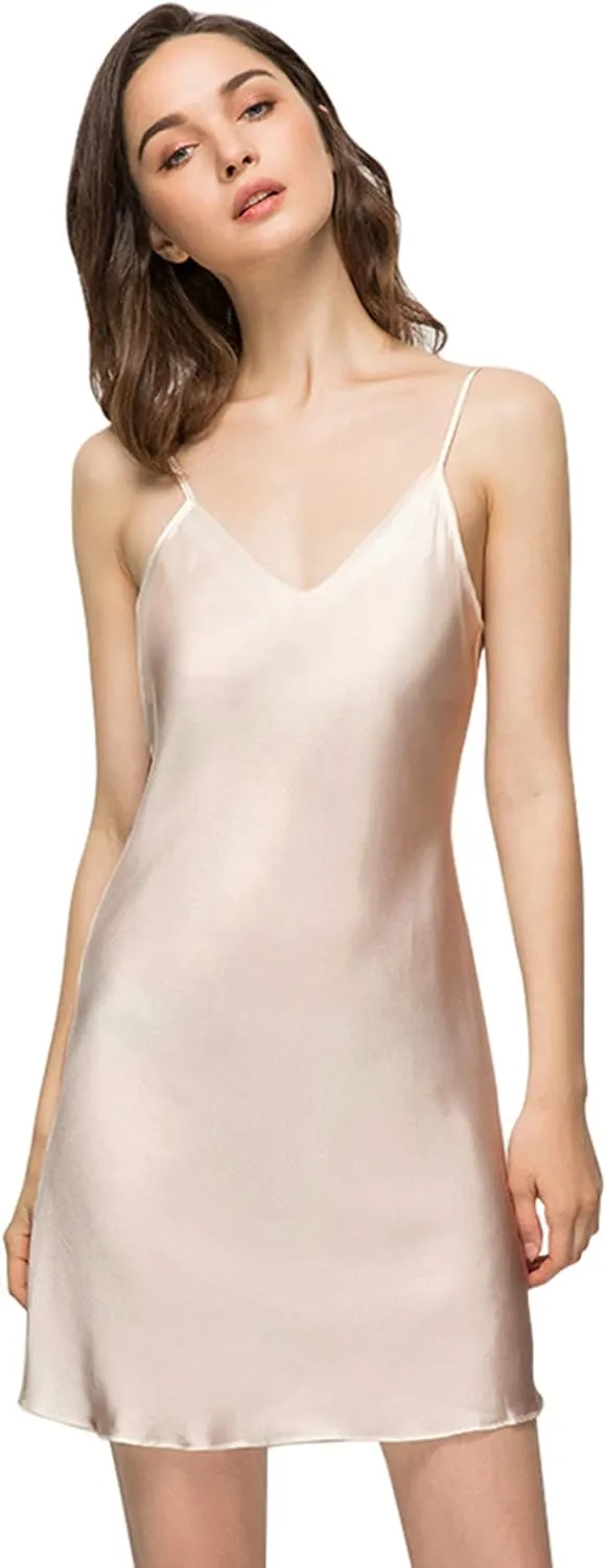 Miqieer Women's Long Silky Tank Top Adjustable Spaghetti Strap Camisole Slip Dress