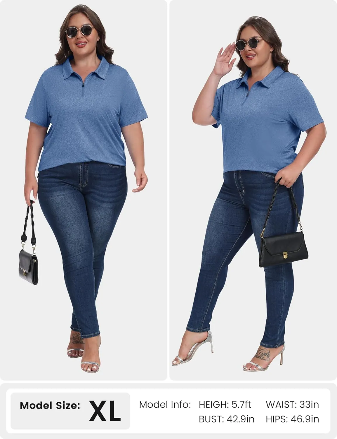 MoFiz Plus Size Golf Polo Shirts for Women Zip Up Short Sleeve Collared Tennis Workout Tops Sport Athletic Activewear XL-5XL