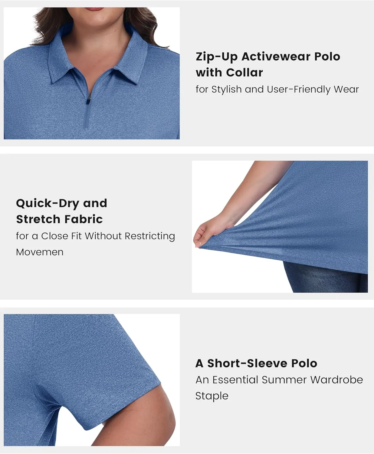MoFiz Plus Size Golf Polo Shirts for Women Zip Up Short Sleeve Collared Tennis Workout Tops Sport Athletic Activewear XL-5XL
