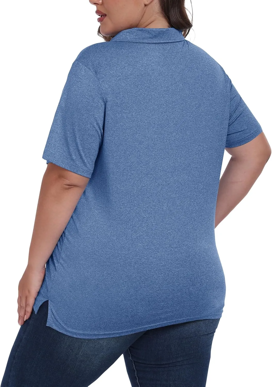 MoFiz Plus Size Golf Polo Shirts for Women Zip Up Short Sleeve Collared Tennis Workout Tops Sport Athletic Activewear XL-5XL