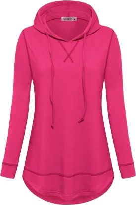 MOQIVGI Womens Long Sleeve Lightweight Activewear Casual Running Yoga Workout Hooded Tops