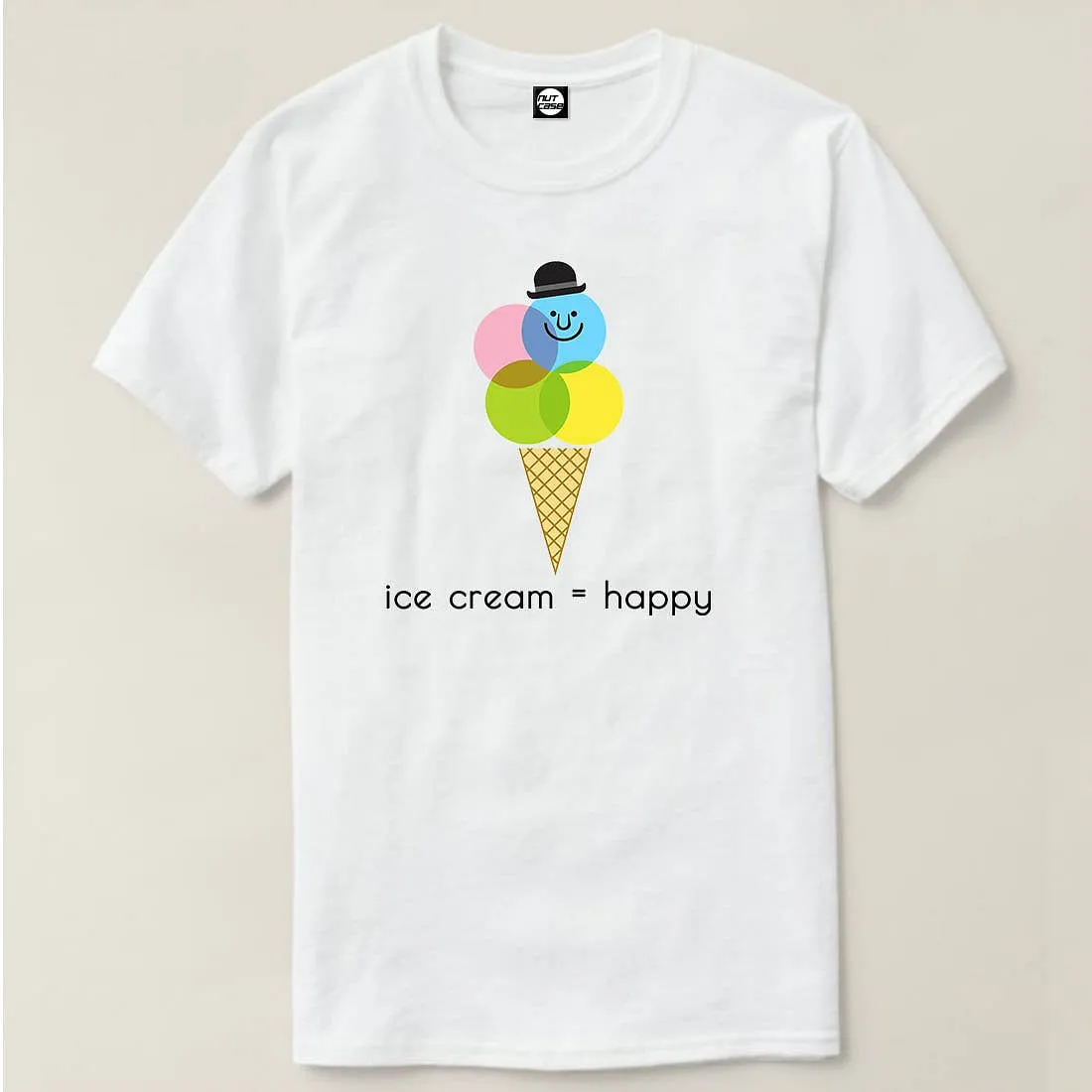 Nutcase Designer Round Neck Men's T-Shirt Wrinkle-Free Poly Cotton Tees - Happy Icecream