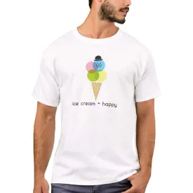 Nutcase Designer Round Neck Men's T-Shirt Wrinkle-Free Poly Cotton Tees - Happy Icecream