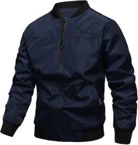 RTRDE Men's Lightweight Bomber Jacket Spring Fall Windbreaker Zip Up Coat with Pocket Casual Work Jackets, M-3XL