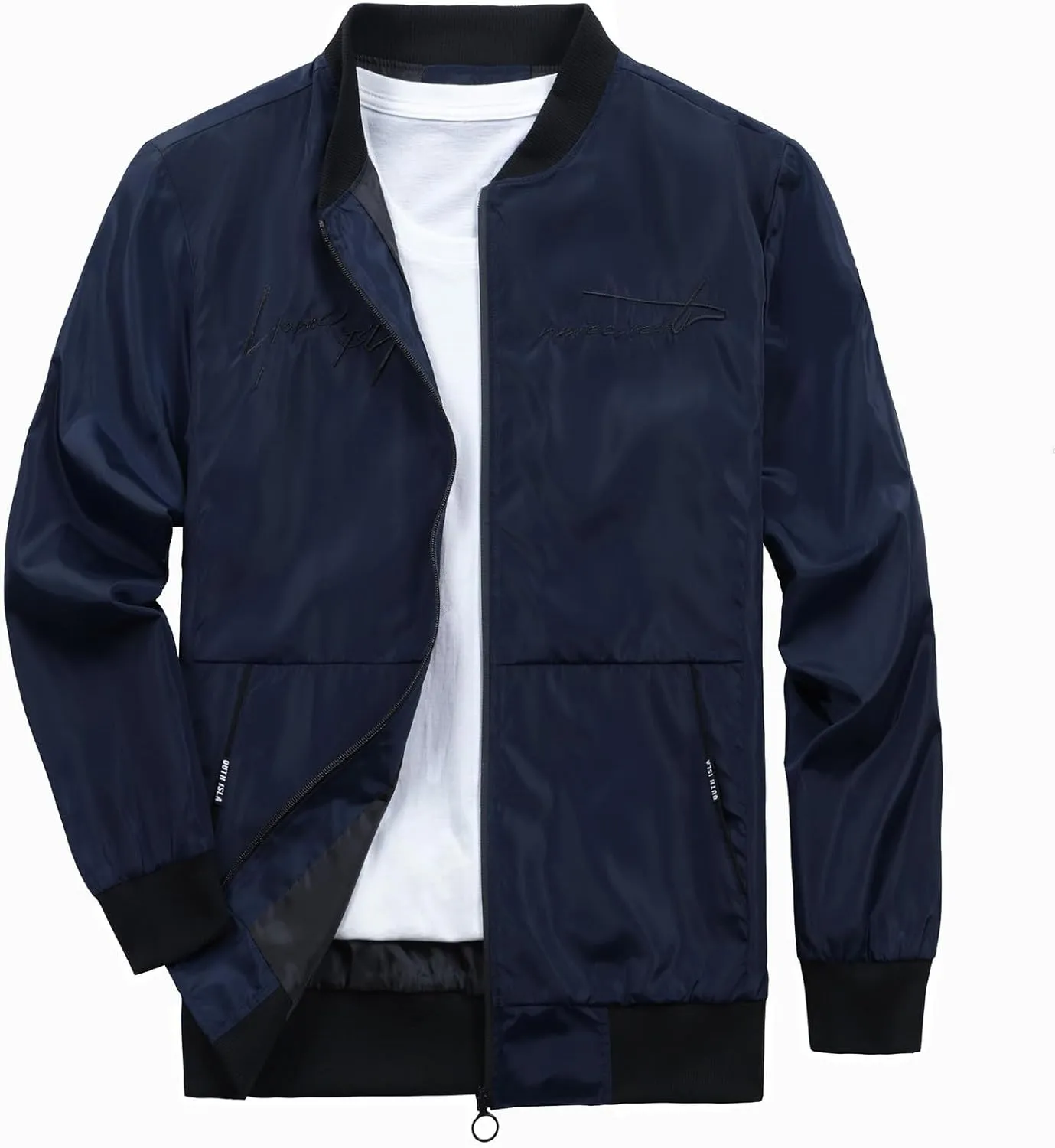 RTRDE Men's Lightweight Bomber Jacket Spring Fall Windbreaker Zip Up Coat with Pocket Casual Work Jackets, M-3XL