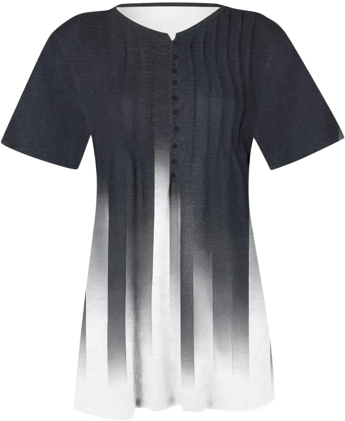 SHAOBGE Summer Tops for Women 2025 Trendy Boho Floral Print Tunic Shirt Short Sleeve Button v Neck Tshirt Casual Loose Blouse