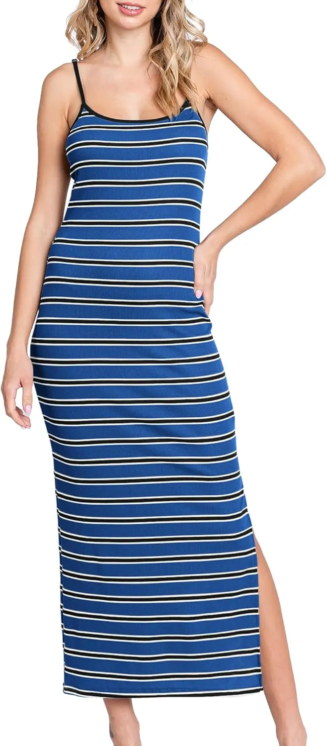Split Maternity Dress Knit Sleeveless Bodycon Midi Dress for Baby Shower/Photoshoot