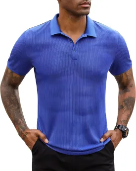 Stretch Polo Shirts for Men Short Sleeve Golf Polo Shirts Slim Polo T-Shirts for Men Golf Shirts Tennis Polo