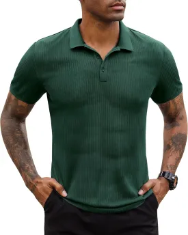 Stretch Polo Shirts for Men Short Sleeve Golf Polo Shirts Slim Polo T-Shirts for Men Golf Shirts Tennis Polo