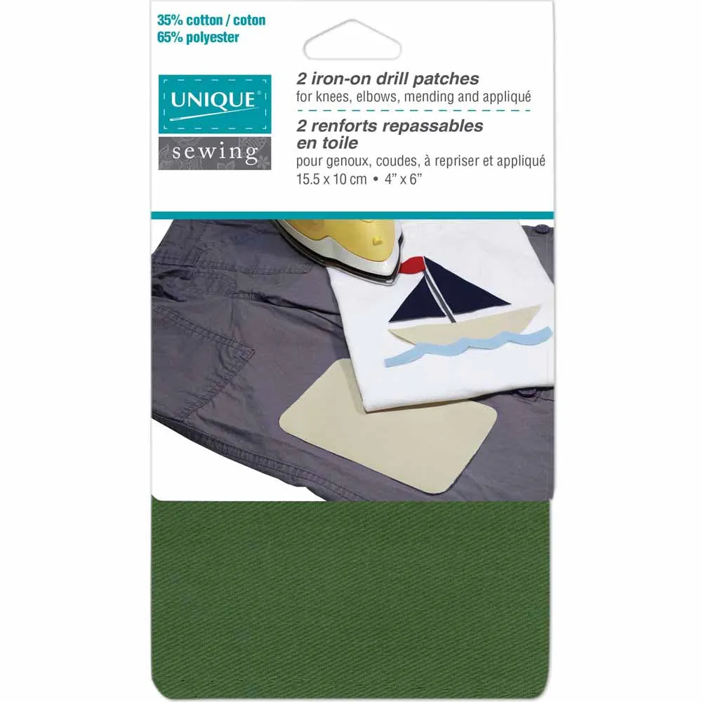 UNIQUE SEWING Drill Patch Spruce - 10 x 15cm (4" x 6") - 2pcs