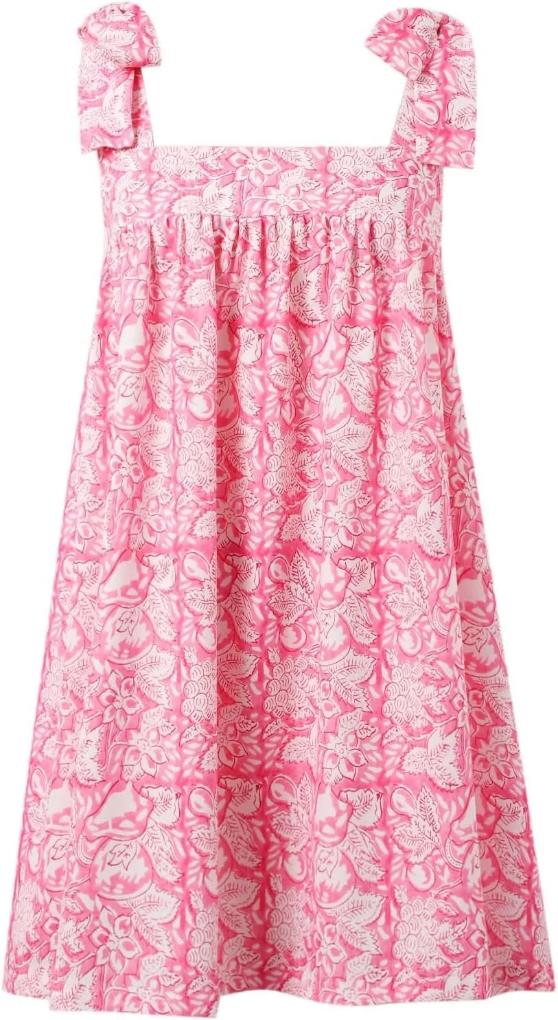 Women Floral Tie Shoulder Mini Dress Summer Cute Square Neck Loose Beach Short Dress Backless Boho Vocation Sundress