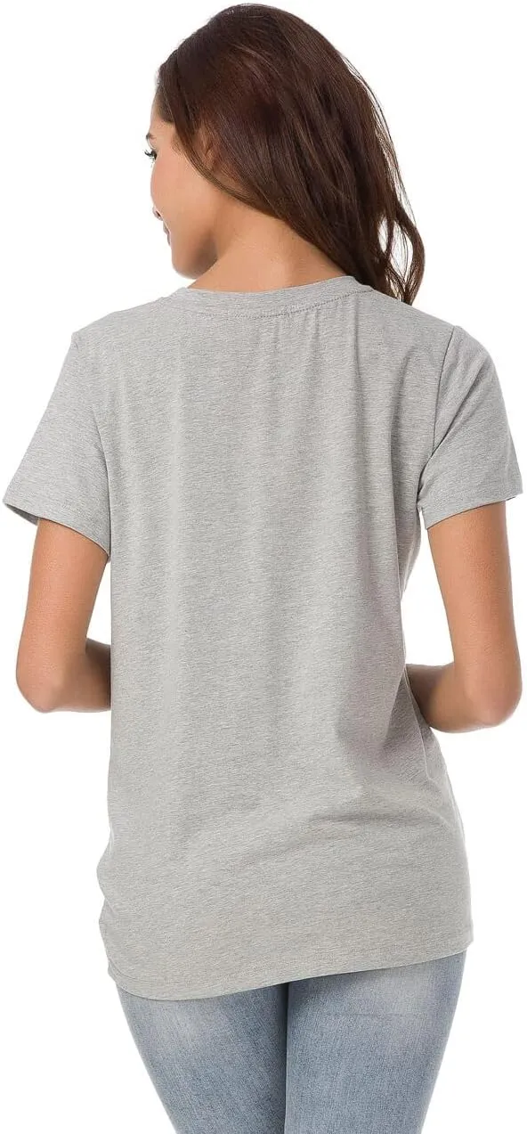 Womens Cotton T-Shirts Casual Short Sleeve Loose Fitting Tunic Basic Tee Tops