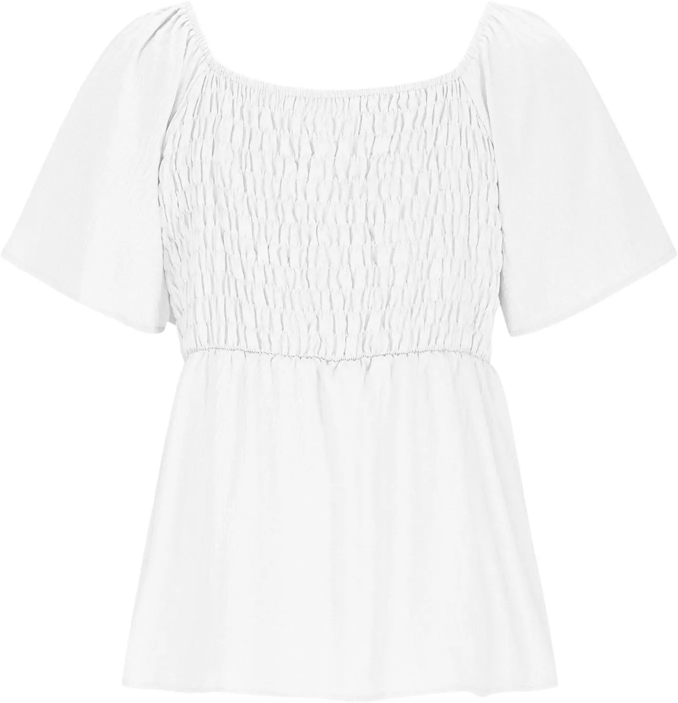 Womens Summer Dressy Tops Short Sleeves Crewneck Pleated Patchwork Tunic Top Leisure Loose Hide Belly T-Shirts