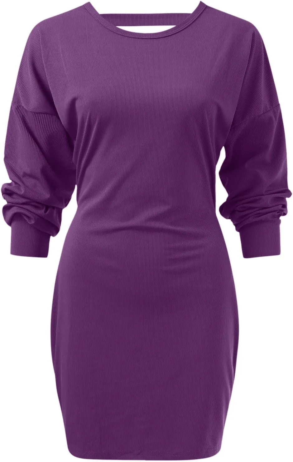 Womens Sweater Dress Sexy Crewneck Long Sleeve Tie Back Dress Thin Cable Knit Mini Sundresses Plus Size Fall Winter Jumper